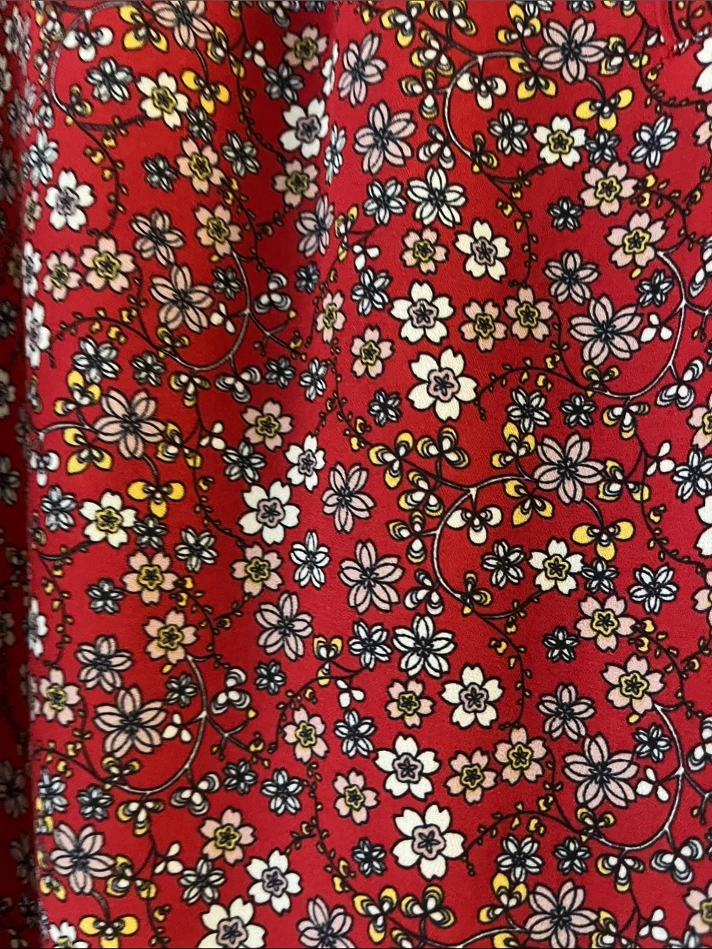 Madewell Red Floral Puff-Sleeve Button-Front Top